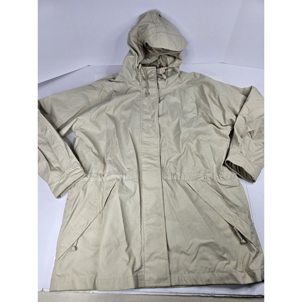 Vintage Eddie Bauer Mountain Parka Hooded Chore Jacket Tan Women's Sz L Large